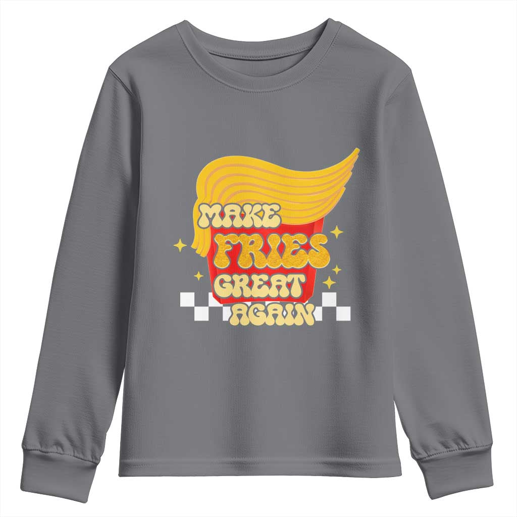 Funny Fries Youth Sweatshirt Make Fries Great Again Checkered