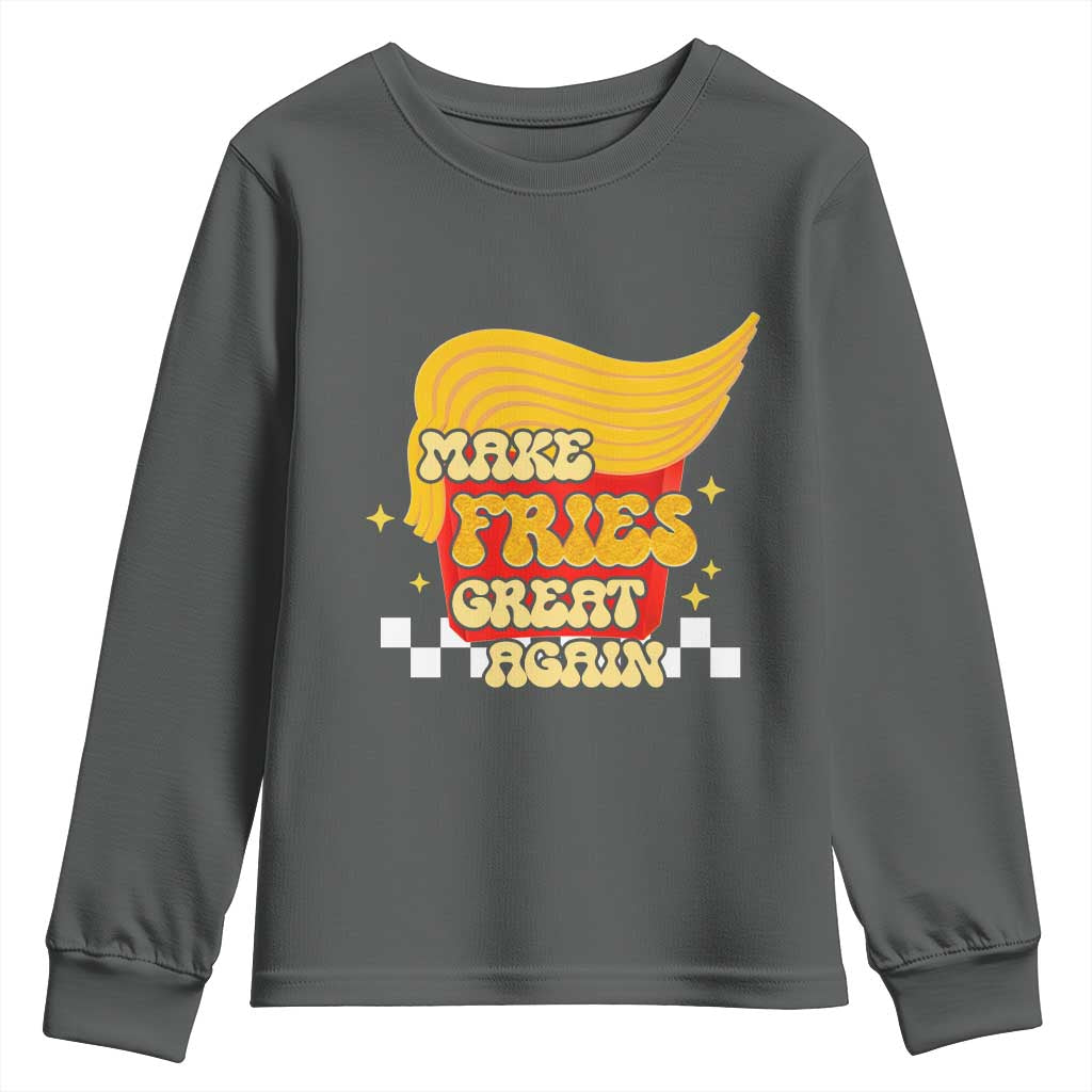 Funny Fries Youth Sweatshirt Make Fries Great Again Checkered
