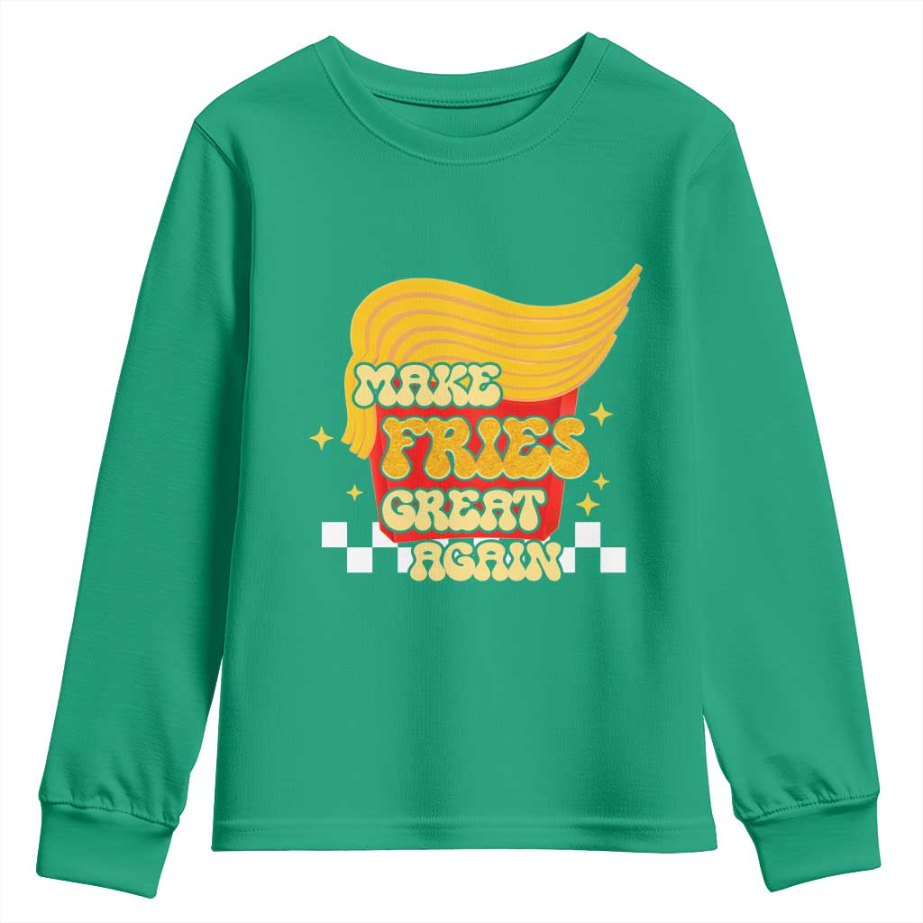 Funny Fries Youth Sweatshirt Make Fries Great Again Checkered