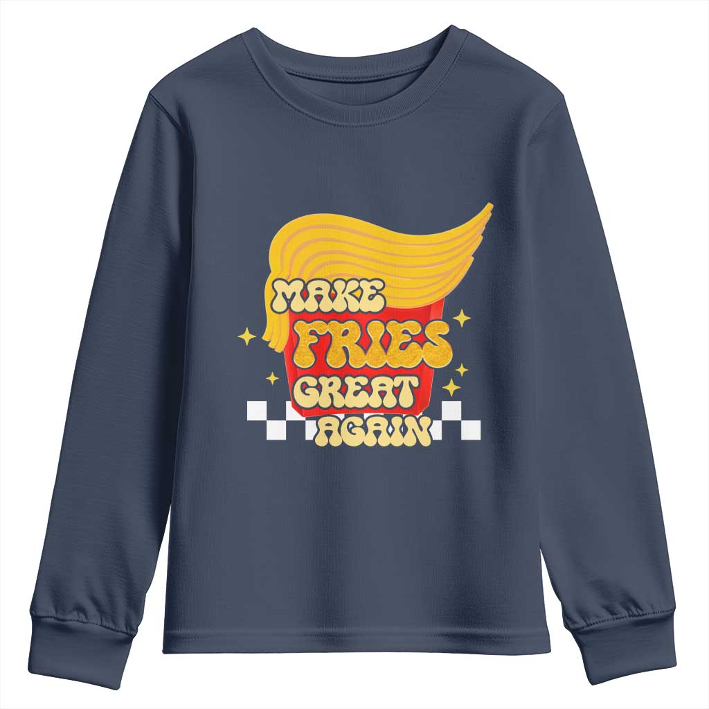 Funny Fries Youth Sweatshirt Make Fries Great Again Checkered