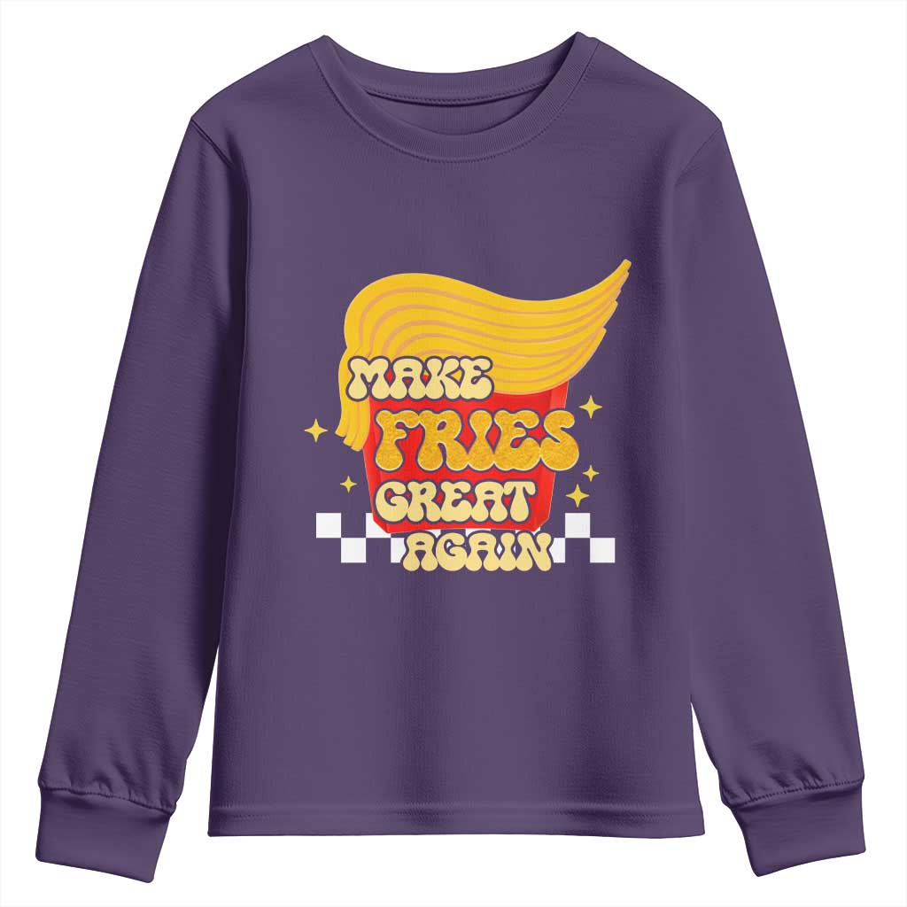 Funny Fries Youth Sweatshirt Make Fries Great Again Checkered