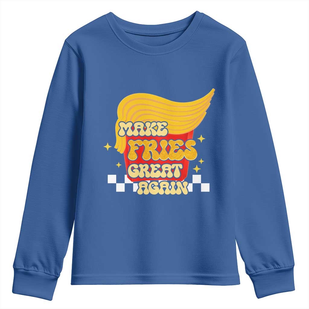Funny Fries Youth Sweatshirt Make Fries Great Again Checkered