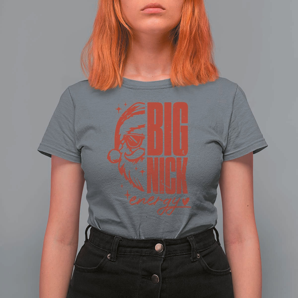 Christmas Santa T Shirt For Women Fun Retro Big Nick Energy - Wonder Print Shop