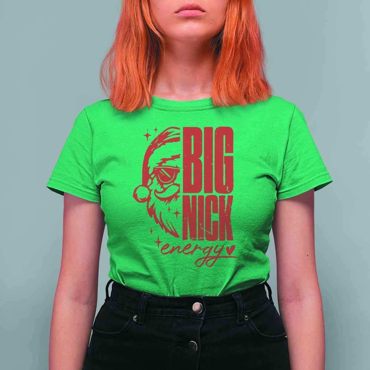 Christmas Santa T Shirt For Women Fun Retro Big Nick Energy - Wonder Print Shop