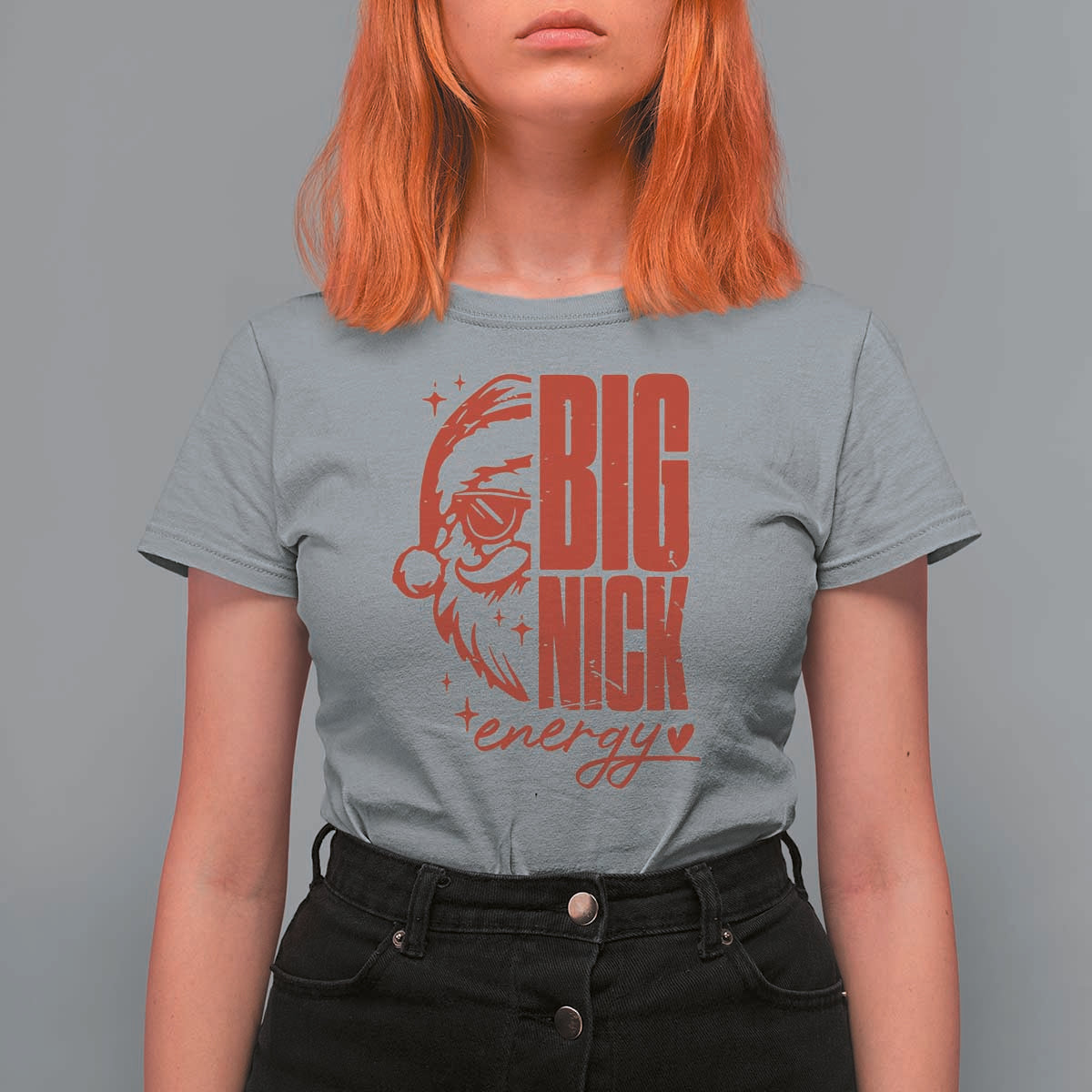 Christmas Santa T Shirt For Women Fun Retro Big Nick Energy - Wonder Print Shop