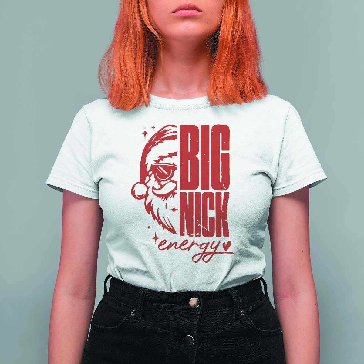 Christmas Santa T Shirt For Women Fun Retro Big Nick Energy - Wonder Print Shop