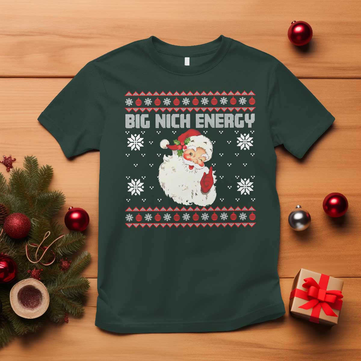 Christmas Santa Claus T Shirt Big Nick Energy Santa Ugly Xmas - Wonder Print Shop
