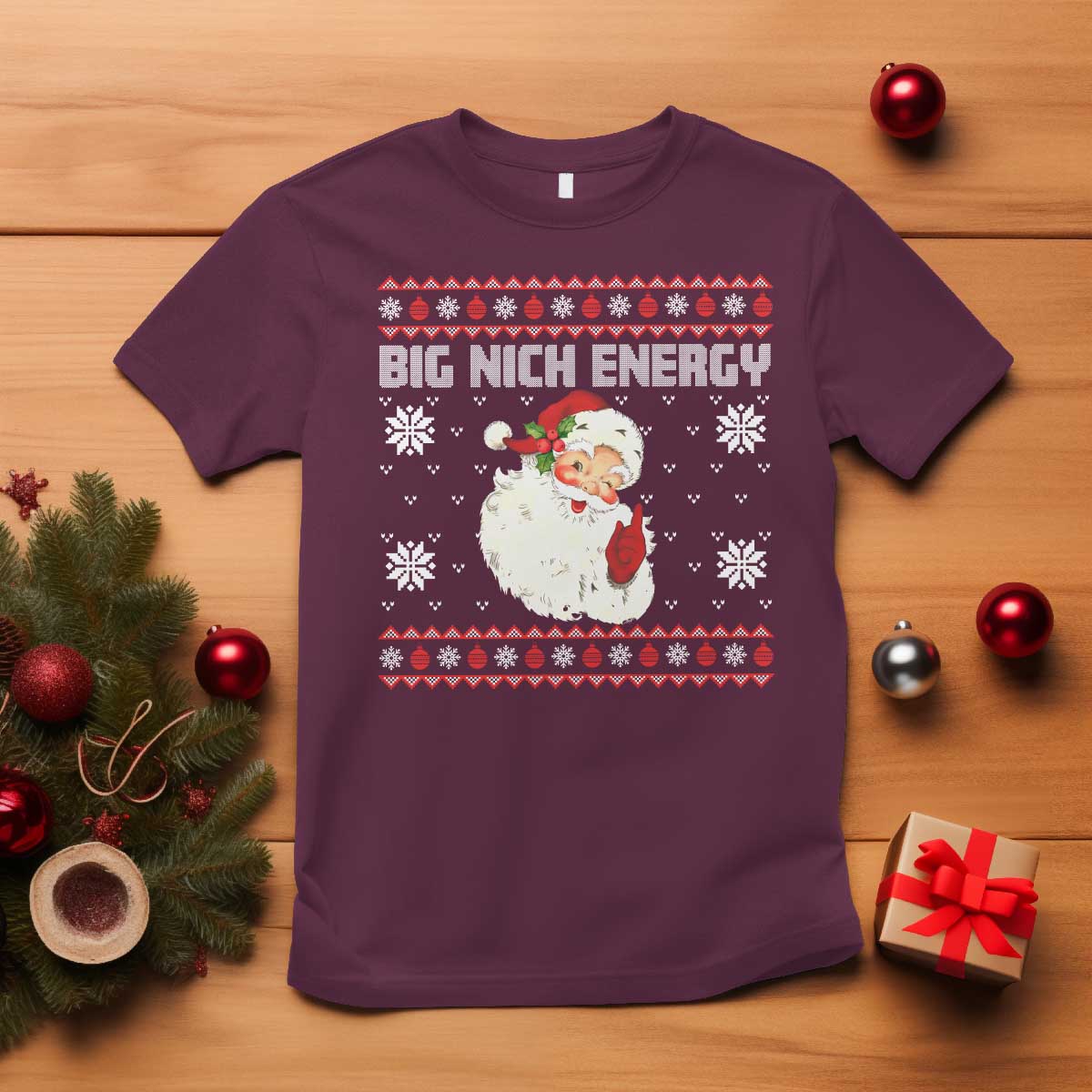 Christmas Santa Claus T Shirt Big Nick Energy Santa Ugly Xmas - Wonder Print Shop