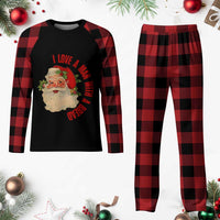 Santa Plaid Pajama Set Fun Retro I Love A Man With A Beard - Wonder Print Shop