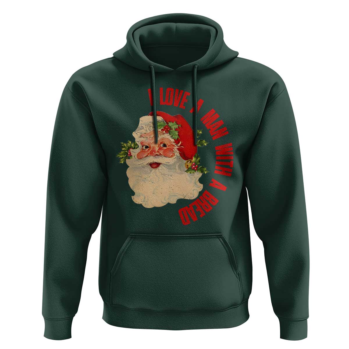 Christmas Santa Hoodie Fun Retro I Love A Man With A Beard