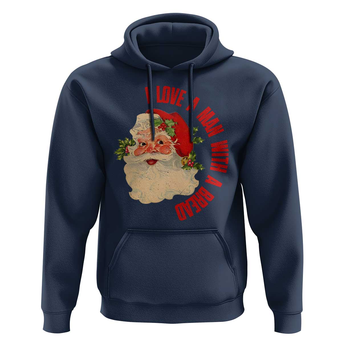 Christmas Santa Hoodie Fun Retro I Love A Man With A Beard