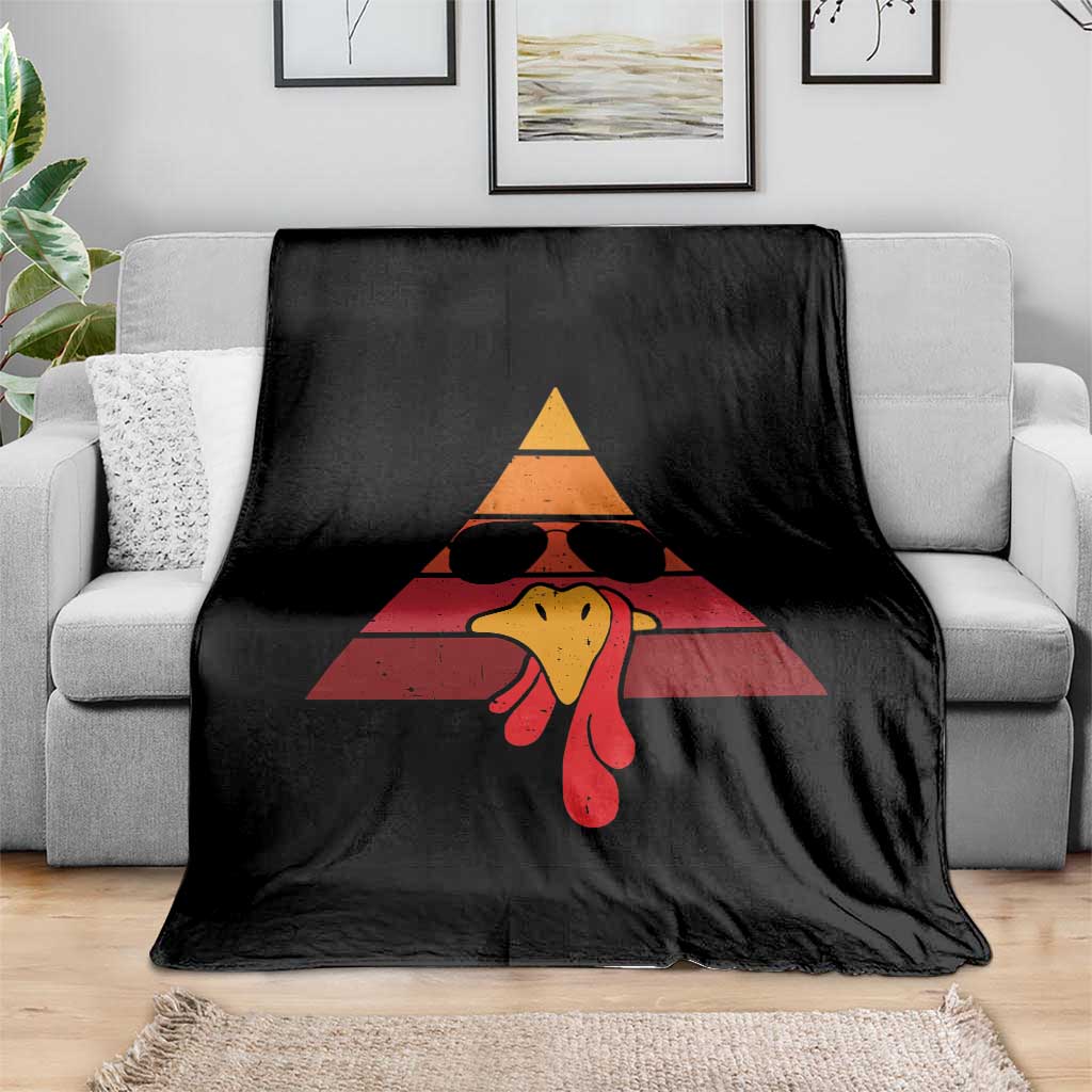 Funny Thanksgiving Throw Blanket Cool Turkey Face With Sunglasses Face Vintage Retro - Wonder Print Shop
