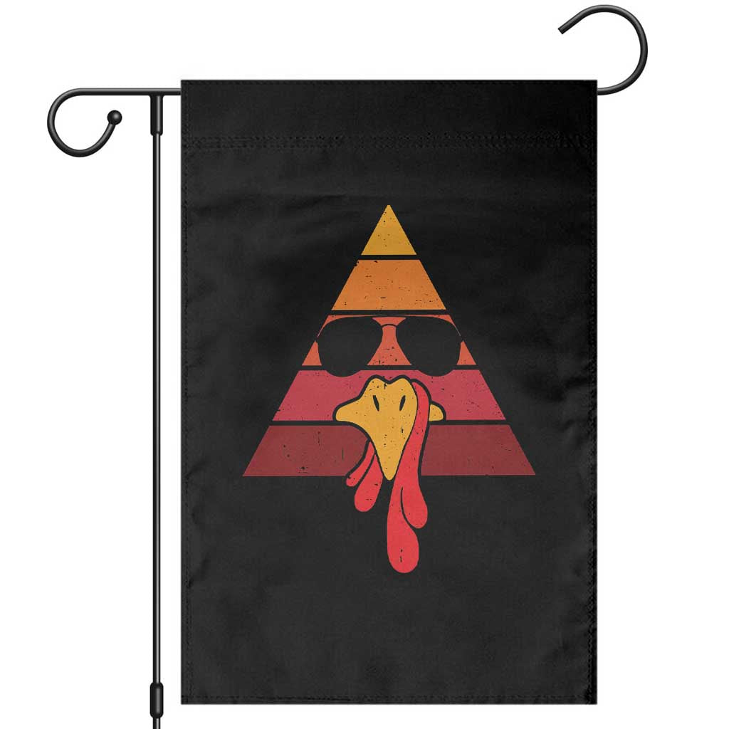 Funny Thanksgiving Garden Flag Cool Turkey Face With Sunglasses Face Vintage Retro - Wonder Print Shop