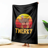 Funny Thanksgiving Throw Blanket Vintage Twerky Turkey Butt Twerk Dance Pun Gift - Wonder Print Shop