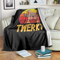 Funny Thanksgiving Throw Blanket Vintage Twerky Turkey Butt Twerk Dance Pun Gift - Wonder Print Shop