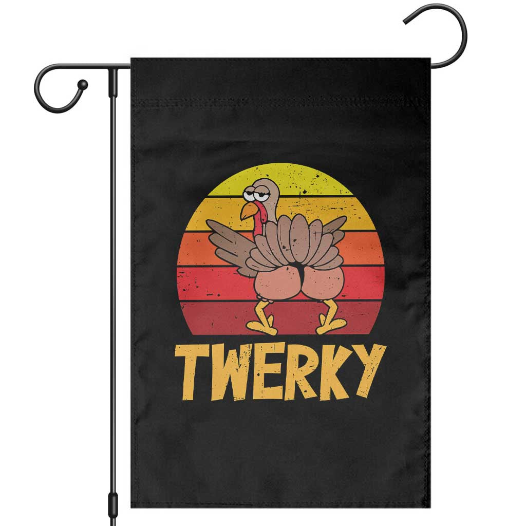 Funny Thanksgiving Garden Flag Vintage Twerky Turkey Butt Twerk Dance Pun Gift - Wonder Print Shop