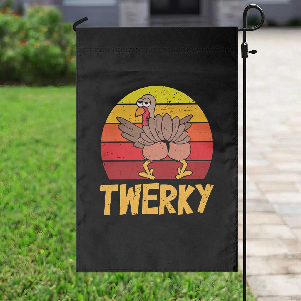 Funny Thanksgiving Garden Flag Vintage Twerky Turkey Butt Twerk Dance Pun Gift - Wonder Print Shop