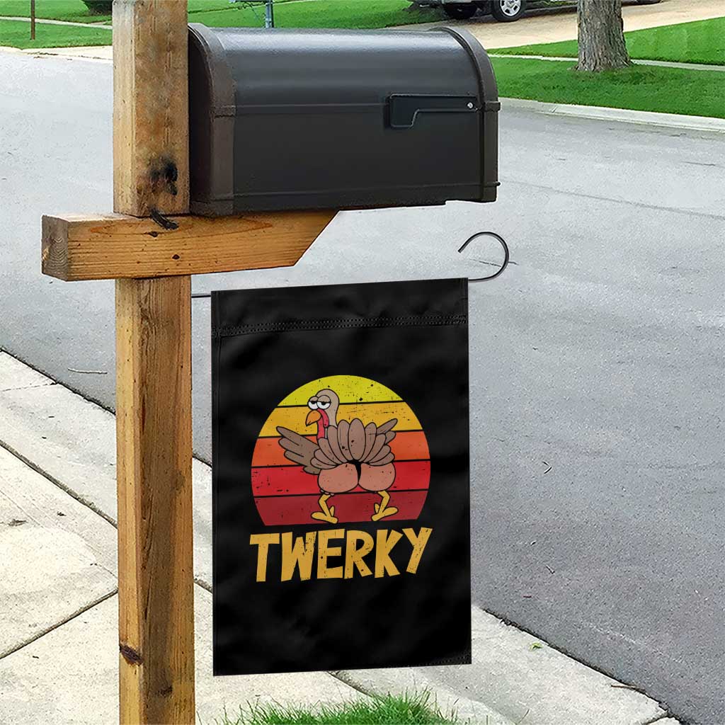 Funny Thanksgiving Garden Flag Vintage Twerky Turkey Butt Twerk Dance Pun Gift - Wonder Print Shop