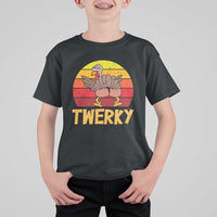 Funny Thanksgiving T Shirt For Kid Vintage Twerky Turkey Butt Twerk Dance Pun Gift - Wonder Print Shop