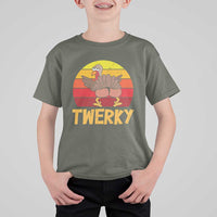 Funny Thanksgiving T Shirt For Kid Vintage Twerky Turkey Butt Twerk Dance Pun Gift - Wonder Print Shop