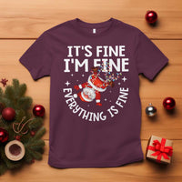 Funny Christmas Santa T Shirt It's Fine I'm Fine Everything Is Fine - Wonder Print Shop