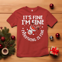 Funny Christmas Santa T Shirt It's Fine I'm Fine Everything Is Fine - Wonder Print Shop
