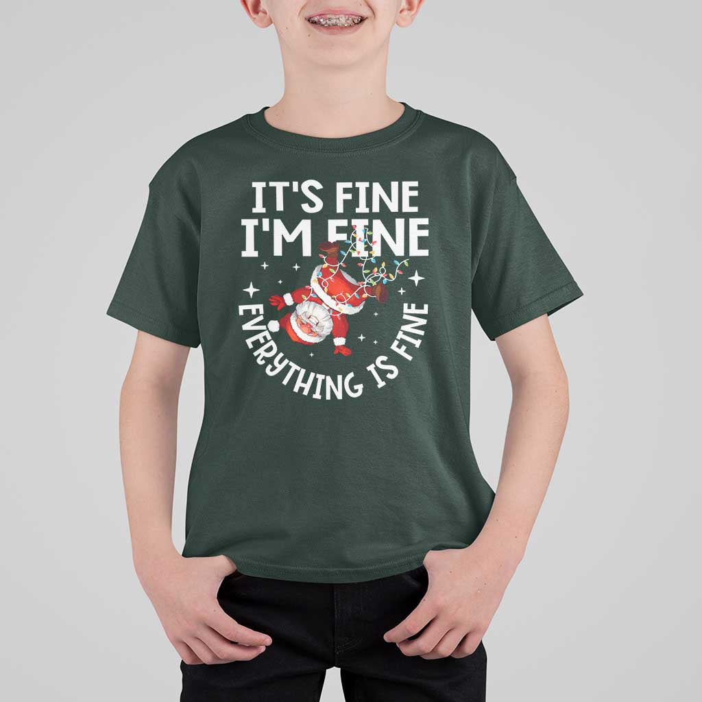 Funny Christmas Santa T Shirt For Kid It's Fine I'm Fine Everything Is Fine - Wonder Print Shop