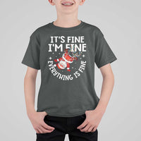 Funny Christmas Santa T Shirt For Kid It's Fine I'm Fine Everything Is Fine - Wonder Print Shop