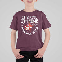 Funny Christmas Santa T Shirt For Kid It's Fine I'm Fine Everything Is Fine - Wonder Print Shop