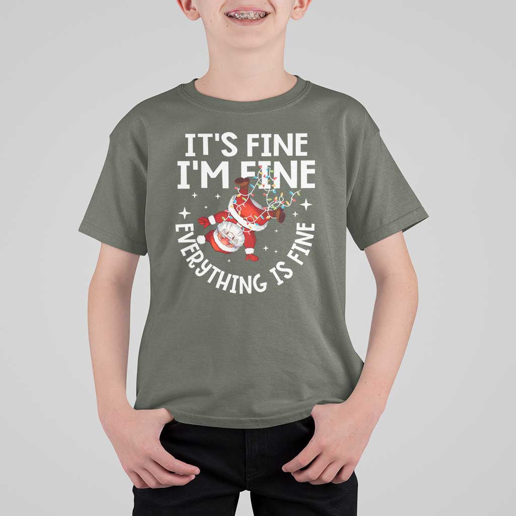 Funny Christmas Santa T Shirt For Kid It's Fine I'm Fine Everything Is Fine - Wonder Print Shop