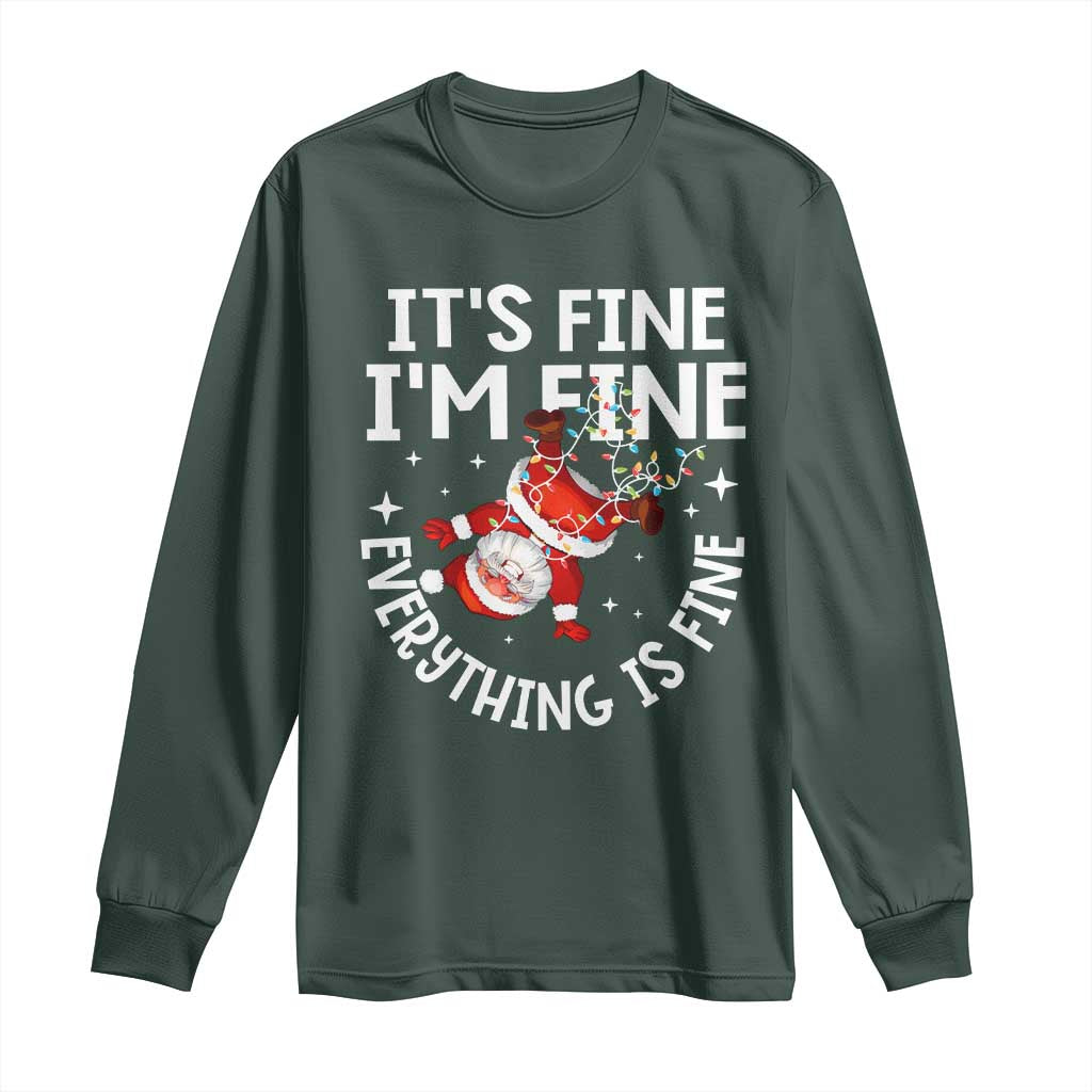 Funny Christmas Santa Long Sleeve Shirt It's Fine I'm Fine Everything Is Fine