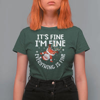 Funny Christmas Santa T Shirt For Women It's Fine I'm Fine Everything Is Fine - Wonder Print Shop
