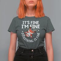 Funny Christmas Santa T Shirt For Women It's Fine I'm Fine Everything Is Fine - Wonder Print Shop