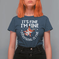 Funny Christmas Santa T Shirt For Women It's Fine I'm Fine Everything Is Fine - Wonder Print Shop