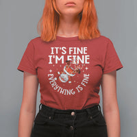 Funny Christmas Santa T Shirt For Women It's Fine I'm Fine Everything Is Fine - Wonder Print Shop