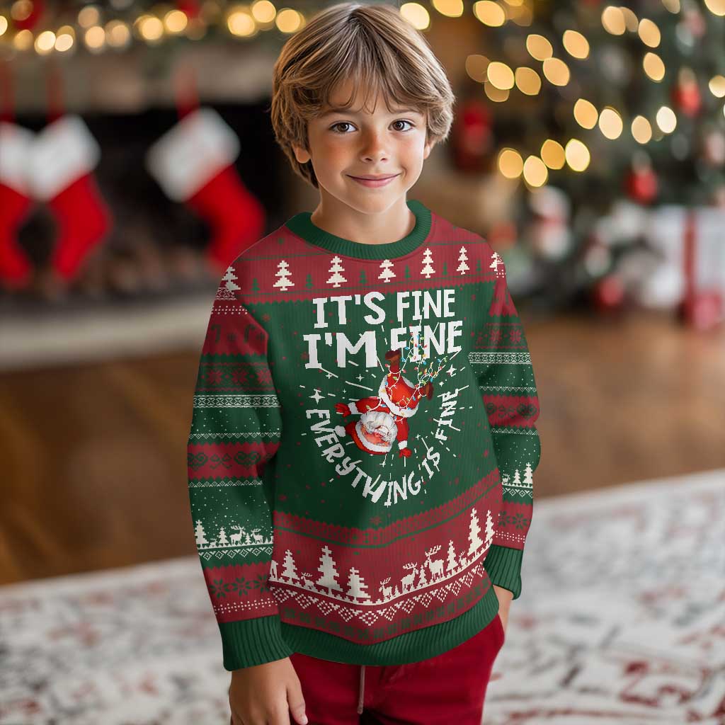 Funny Santa Ugly Christmas Sweater It's Fine I'm Fine Everything Is Fine - Wonder Print Shop