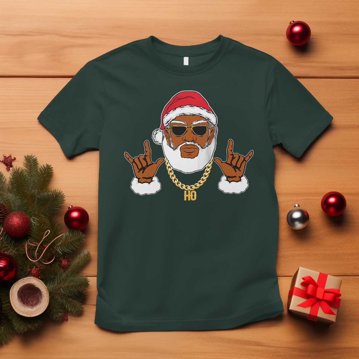 Funny Christmas Santa T Shirt Black Hip Hop Santa African American Santa Rapper Fan Gift - Wonder Print Shop