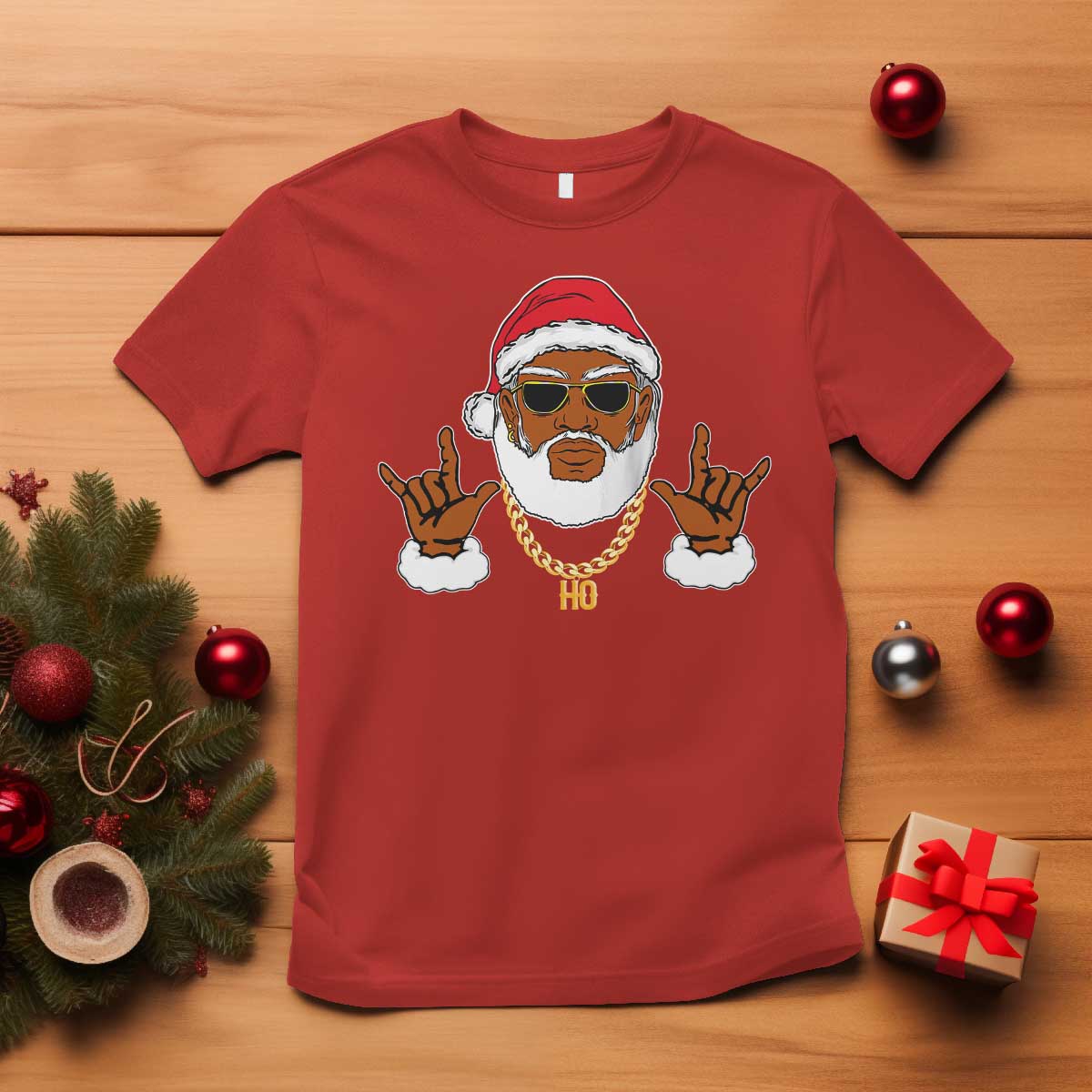 Funny Christmas Santa T Shirt Black Hip Hop Santa African American Santa Rapper Fan Gift - Wonder Print Shop