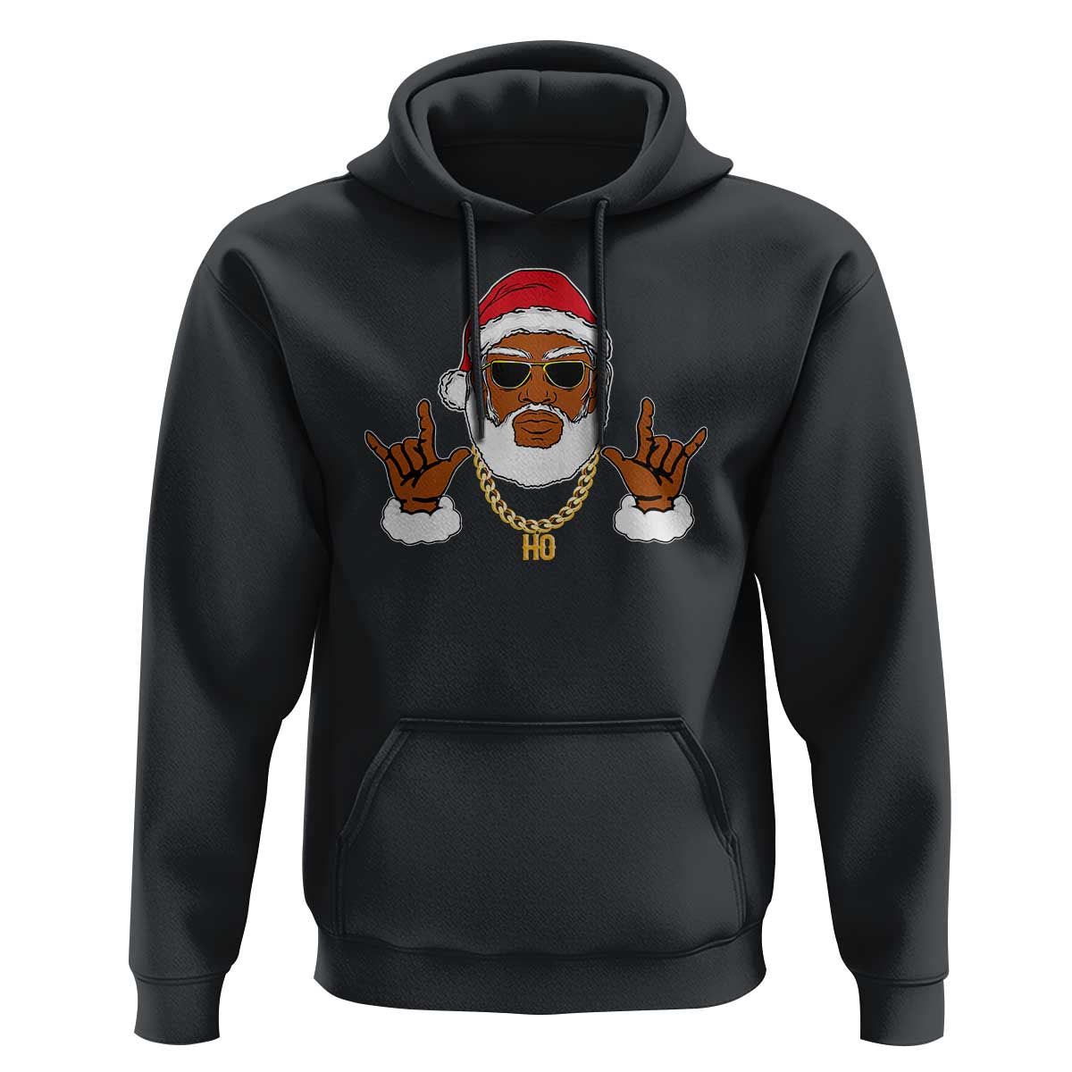 Funny Christmas Santa Hoodie Black Hip Hop Santa African American Santa Rapper Fan Gift