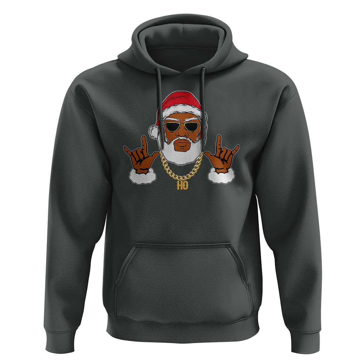 Funny Christmas Santa Hoodie Black Hip Hop Santa African American Santa Rapper Fan Gift