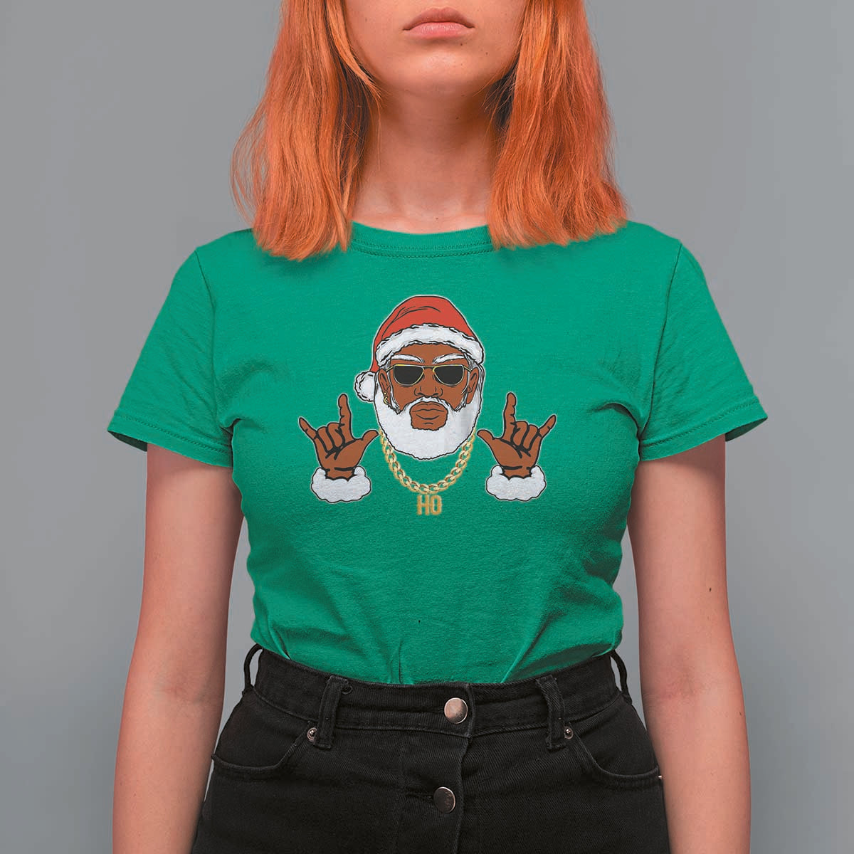 Funny Christmas Santa T Shirt For Women Black Hip Hop Santa African American Santa Rapper Fan Gift - Wonder Print Shop