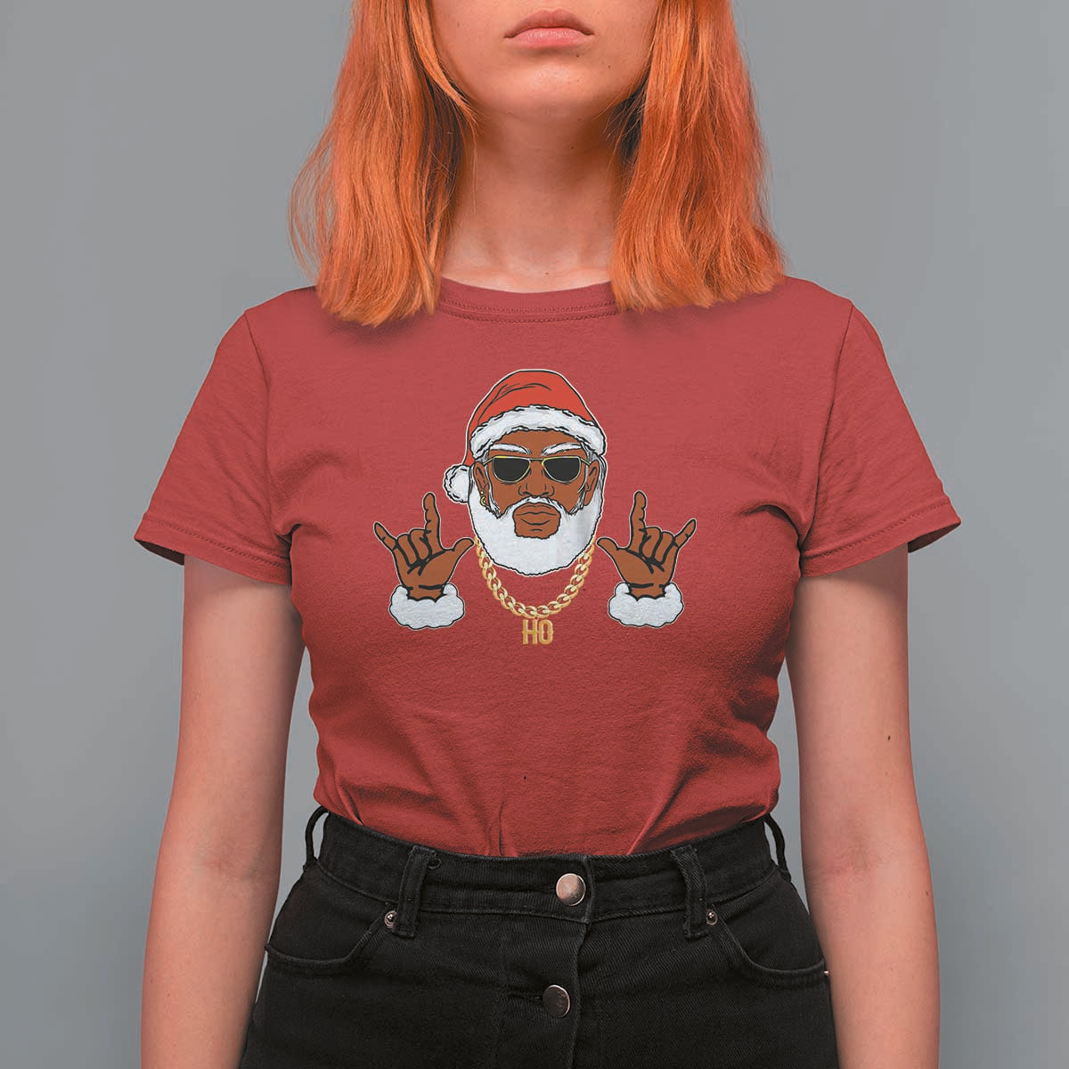 Funny Christmas Santa T Shirt For Women Black Hip Hop Santa African American Santa Rapper Fan Gift - Wonder Print Shop