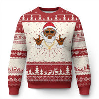 Funny Santa Ugly Christmas Sweater Black Hip Hop Santa African American Santa Rapper Fan Gift - Wonder Print Shop
