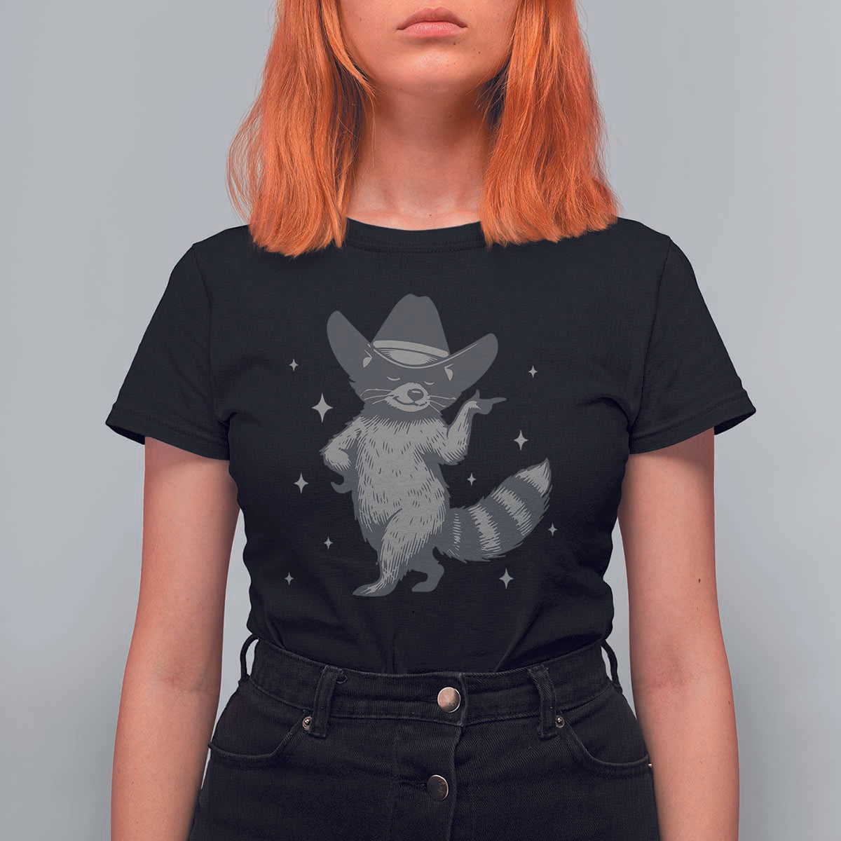 Vintage Raccoon Cowboy T Shirt For Women Cowgirl Trash Panda Western Country - Wonder Print Shop