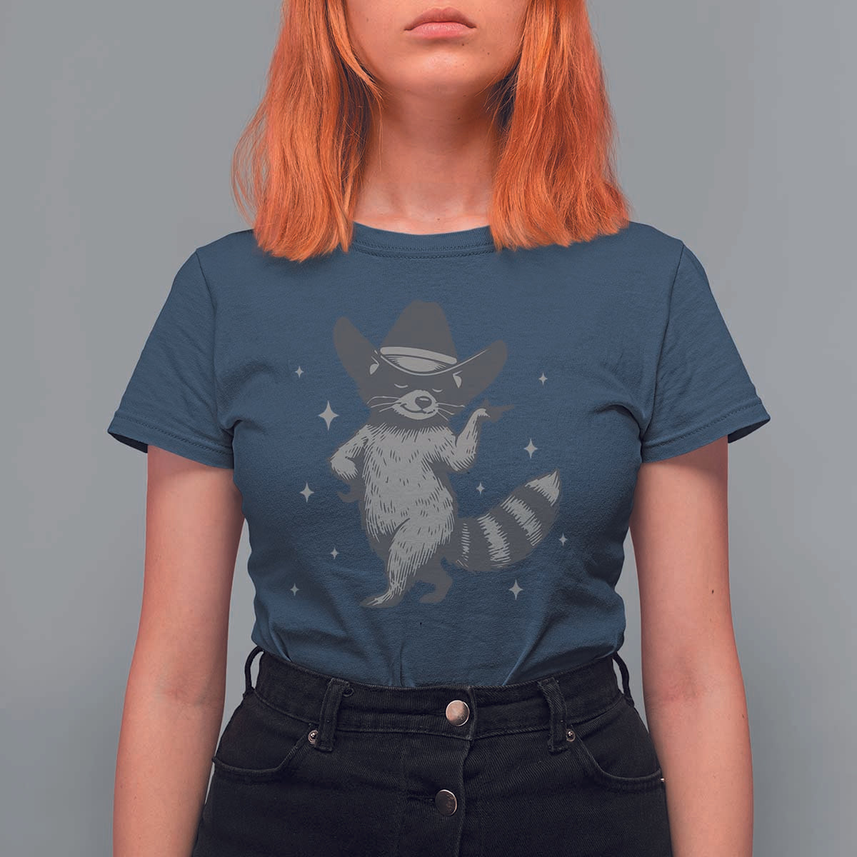 Vintage Raccoon Cowboy T Shirt For Women Cowgirl Trash Panda Western Country - Wonder Print Shop