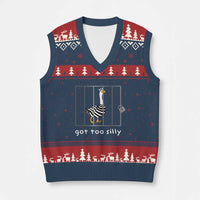 Silly Goose V-Neck Knit Sweater Vest Got Too Silly