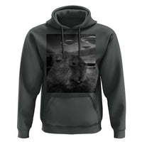 Funny Graphic Capybara Selfie with UFOs Weird Hoodie