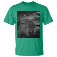 Funny Graphic Capybara Selfie with UFOs Weird T Shirt - Wonder Print Shop