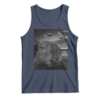 Funny Graphic Capybara Selfie with UFOs Weird Tank Top