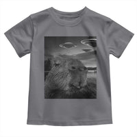 Funny Graphic Capybara Selfie with UFOs Weird Toddler T Shirt